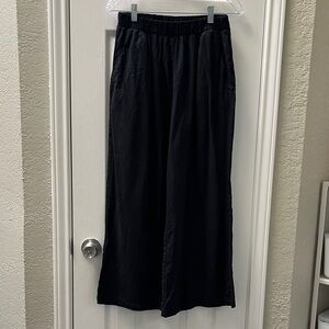 OZMA crop wide leg Elastic Waist Pants - regen silk noil - black - medium